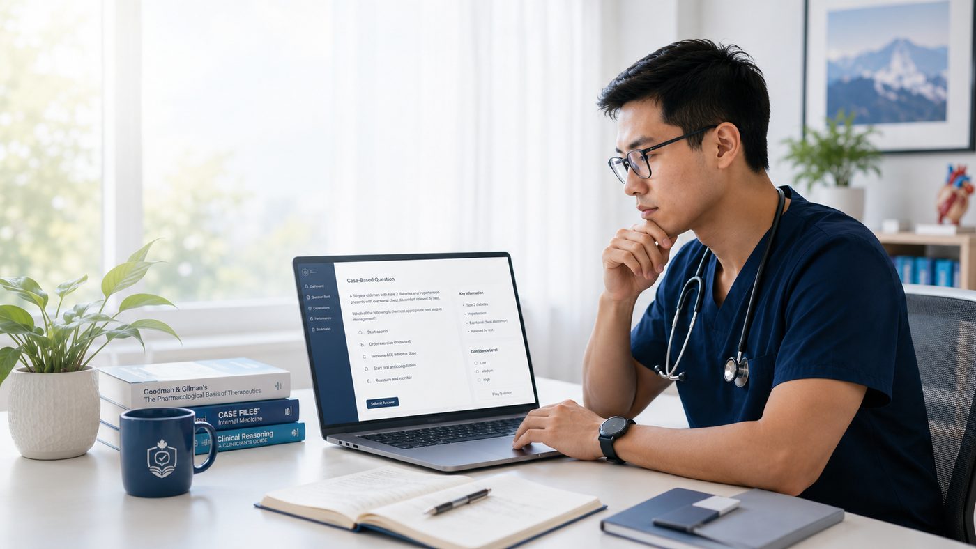 Clinician studying therapeutic decision-making cases