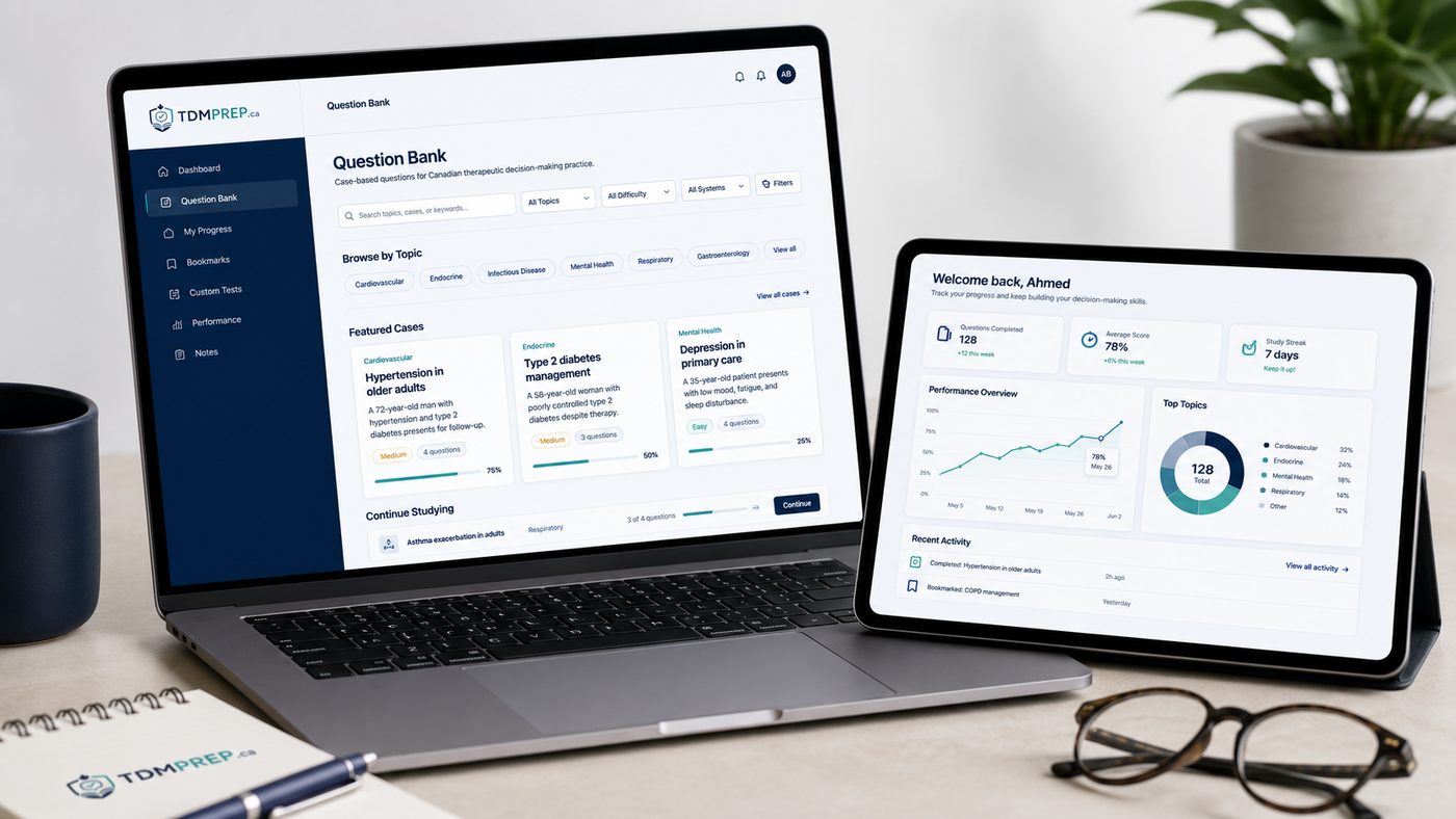 TDMPREP.ca question-bank dashboard preview